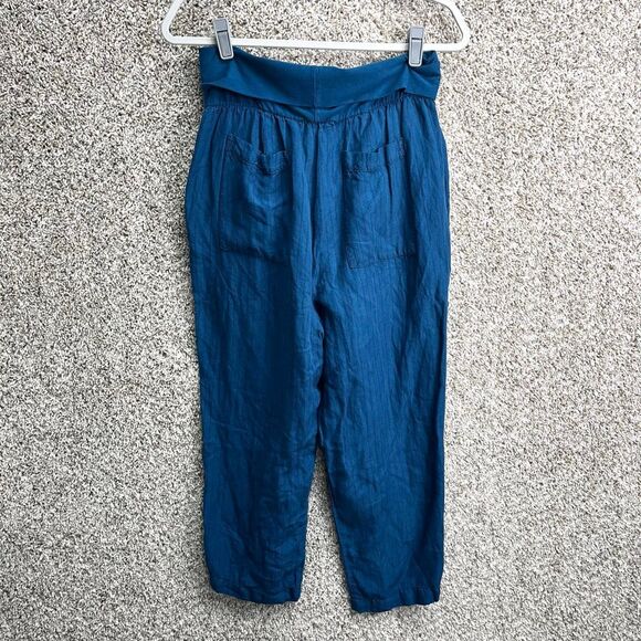 Hei Hei Pants Women’s Medium for Anthropologie Blue Striped Linen and Cotton Ble - Picture 4 of 8